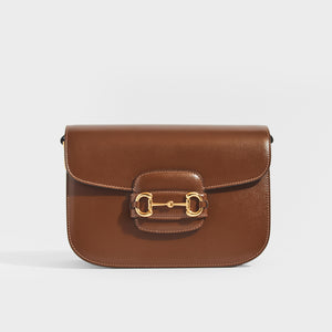 GUCCI Horsebit 1955 Leather Shoulder Bag in Brown