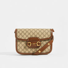 Load image into Gallery viewer, The GUCCI 1955 Horsebit Shoulder Bag in Canvas with Brown Leather Trim With Gold &#39;Horsebit&#39; Hardware and Adjustable strap