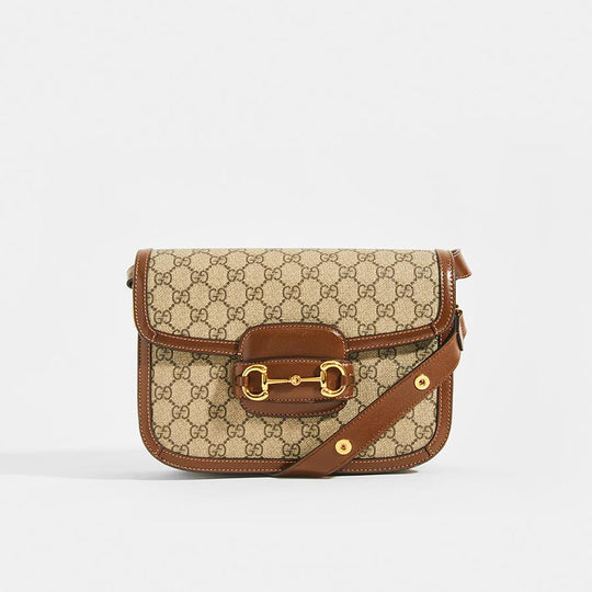 Horsebit 1955 GG Supreme Shoulder Bag with Brown Leather Trim
