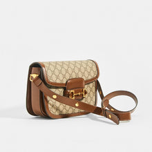 Load image into Gallery viewer, GUCCI Horsebit 1955 Shoulder Bag in Brown Canvas with Leather Trim