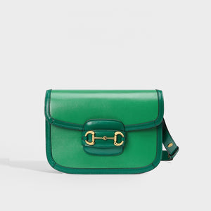 GUCCI Horsebit 1955 Leather Shoulder Bag in Emerald