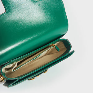 GUCCI Horsebit 1955 Leather Shoulder Bag in Emerald