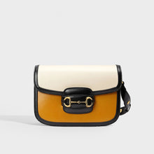 Load image into Gallery viewer, GUCCI 1955 Horsebit Leather Shoulder Bag in Orange and White