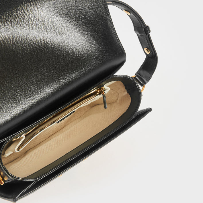 GUCCI 1955 Horsebit Leather Shoulder Bag in Orange and White