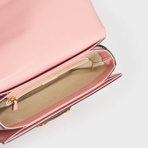 GUCCI 1955 Horsebit Leather Shoulder Bag in Red and Pink