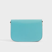 Load image into Gallery viewer, Rear view of the GUCCI 1955 Horsebit Shoulder Bag in Turquoise Leather