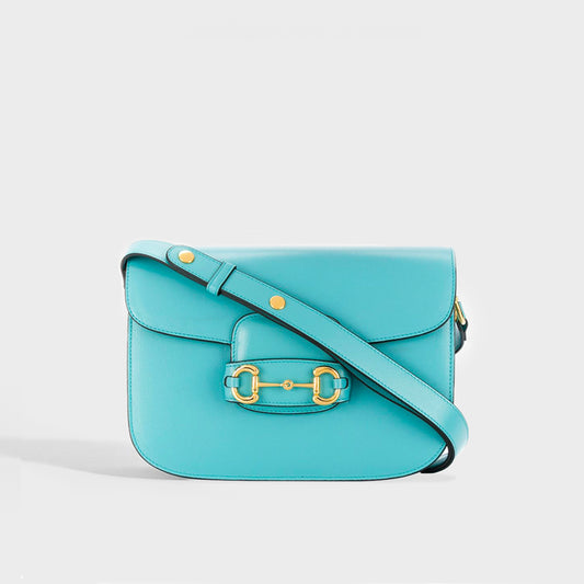1955 Horsebit Leather Shoulder Bag in Light Blue