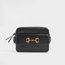 Load image into Gallery viewer, Front view of the GUCCI 1955 Horsebit Small Shoulder Bag in Black Leather