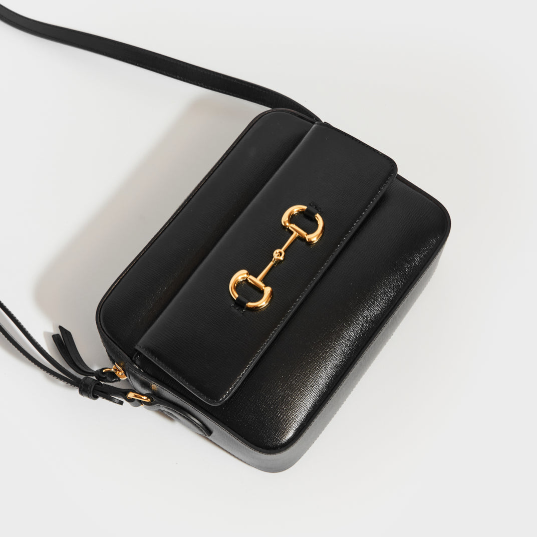 Horsebit 1955 Small Crossbody Bag in Black Leather