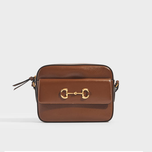 1955 Horsebit Small Shoulder Bag in Brown Leather