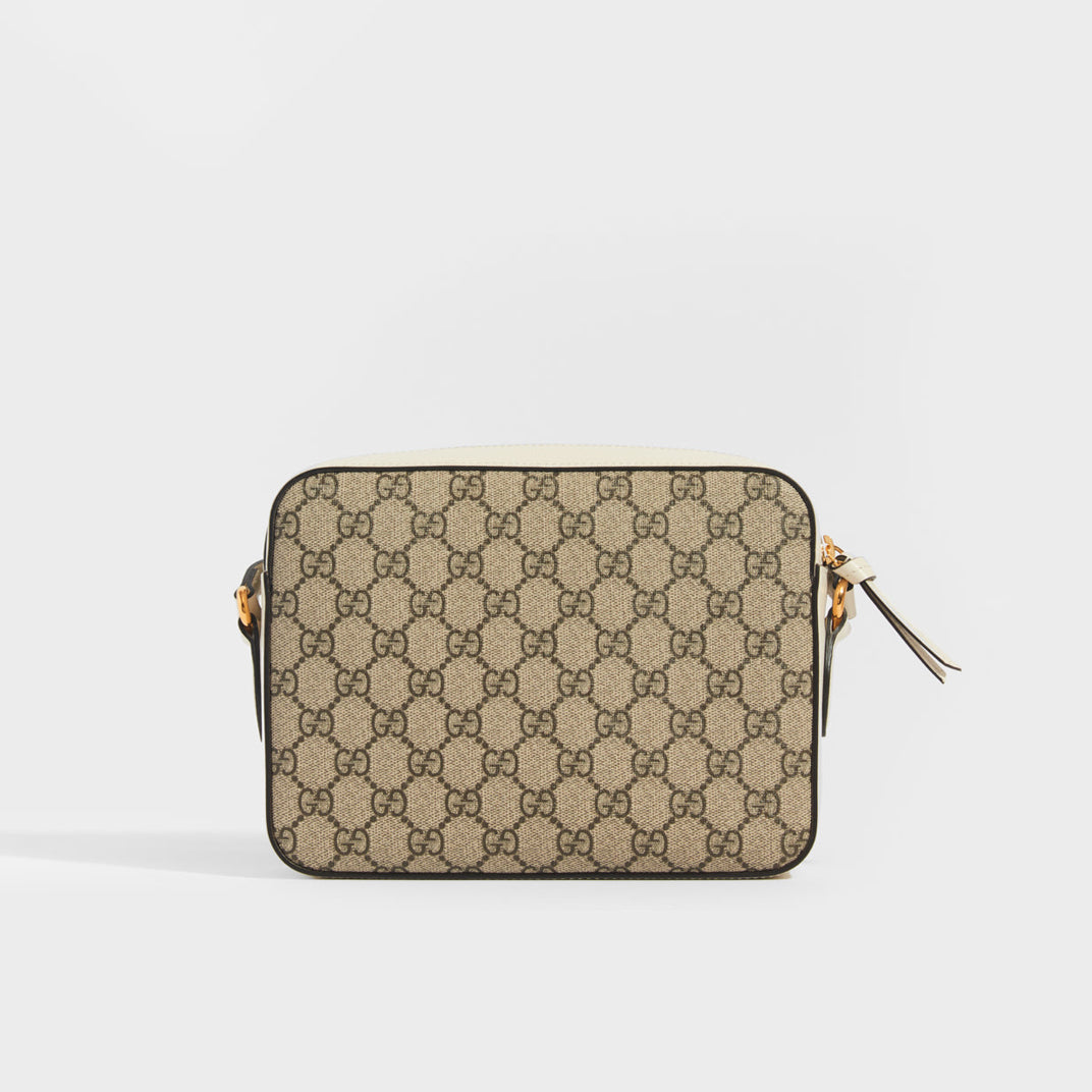 Horsebit 1955 GG Supreme Small Crossbody Bag with White Leather Trim