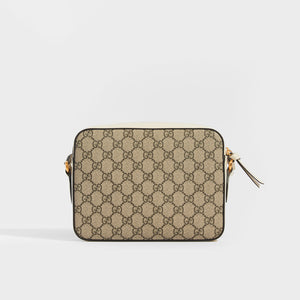 GUCCI 1955 Horsebit Small Shoulder Bag in Canvas with White Leather