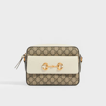 Load image into Gallery viewer, GUCCI 1955 Horsebit Small Shoulder Bag in Canvas and White Leather [ReSale]