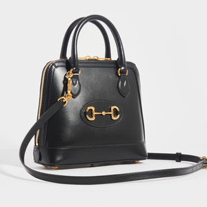 GUCCI 1955 Horsebit Small Top Handle Bag in Black