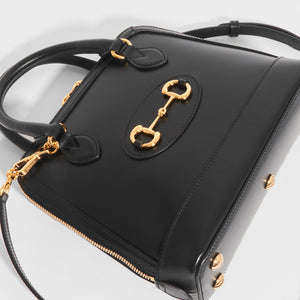 GUCCI 1955 Horsebit Small Top Handle Bag in Black