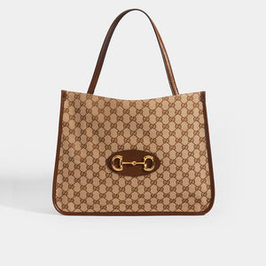 GUCCI 1955 Horsebit Tote Bag in Brown GG Supreme Canvas