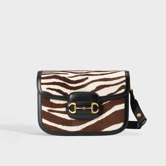 1955 Horsebit Leather Shoulder Bag in Striped Pony Calf