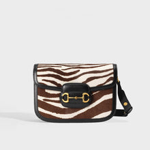 Load image into Gallery viewer, GUCCI 1955 Horsebit Leather Shoulder Bag in Striped Pony Calf [ReSale]