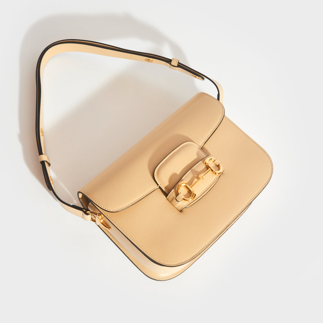 Horsebit 1955 Leather Shoulder Bag in Bubble Tea