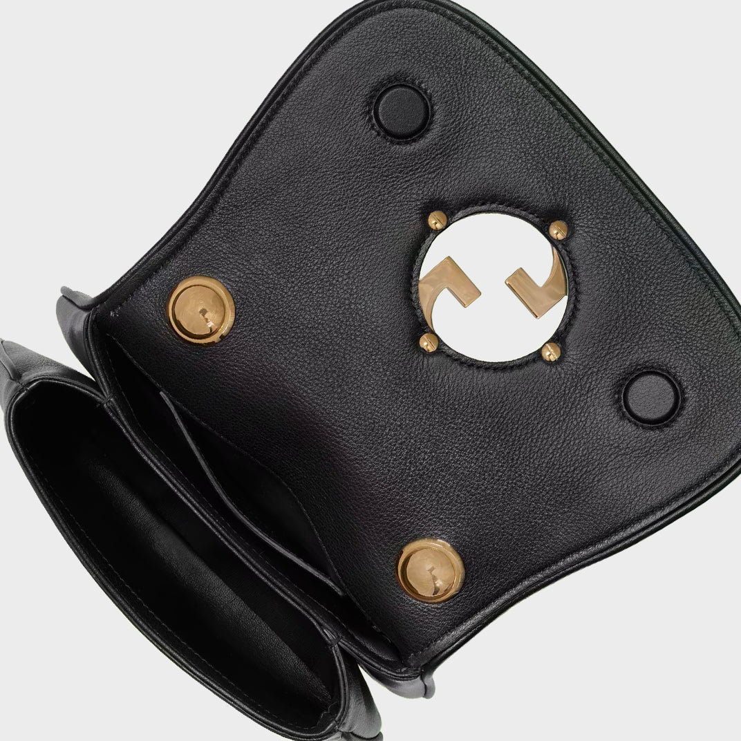 Inside of the GUCCI Blondie Mini Bag in Black Leather