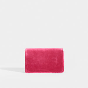 Rear of the GUCCI Pre-Loved Broadway Square Velvet Crystal Clutch in Pink