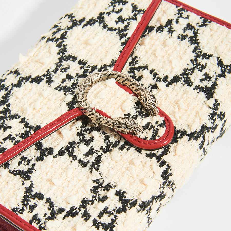 GUCCI Dionysus Leather-Trimmed Bouclé-Tweed Shoulder Bag - Close Up