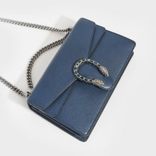 Load image into Gallery viewer, GUCCI Dionysus Small Leather Shoulder Bag in Blue With Crystal Buckle