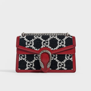 GUCCI Dionysus Leather-Trimmed Black Bouclé-Tweed Shoulder Bag