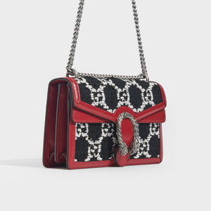 GUCCI Dionysus Leather-Trimmed Black Bouclé-Tweed Shoulder Bag