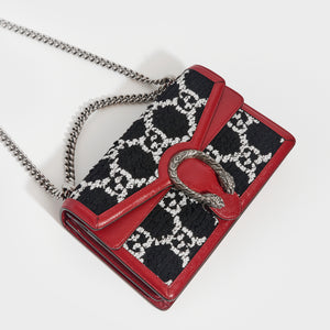 GUCCI Dionysus Leather-Trimmed Black Bouclé-Tweed Shoulder Bag