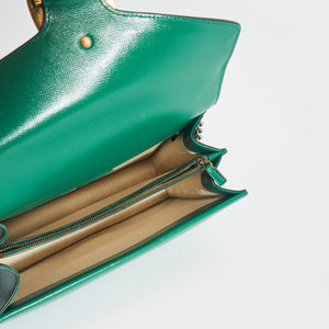 Dionysus leather shoulder bag in emerald green leather