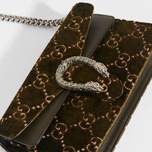 Load image into Gallery viewer, Clasp detail of GUCCI Dionysus Velvet GG Handbag in Dark Green