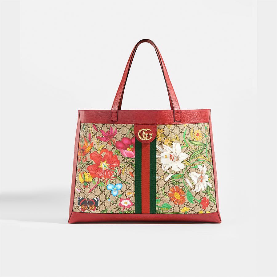 GUCCI Flora Print Tote Bag