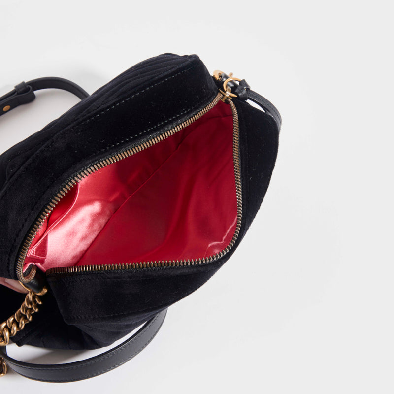GG Marmont Camera Bag in Black Velvet