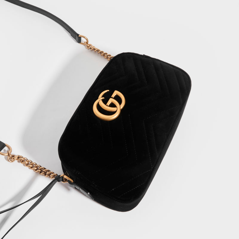 GG Marmont Camera Bag in Black Velvet