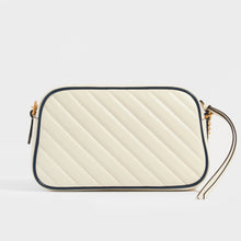 Load image into Gallery viewer, Back view of Gucci GG Marmont Camera Bag in White Leather with Navy Trim