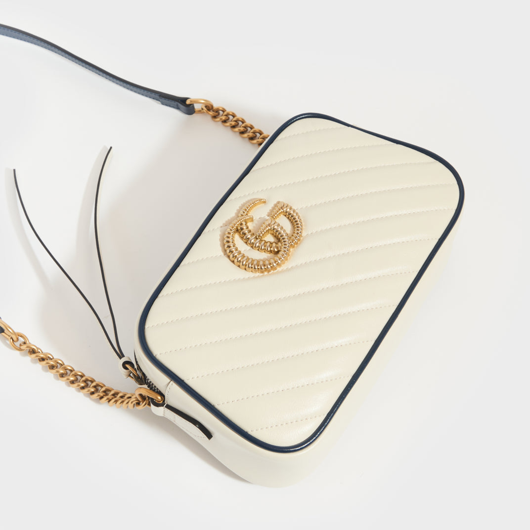 Gucci white marmont camera bag hotsell