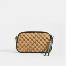 Load image into Gallery viewer, Back view of Gucci GG Marmont Logo Small Shoulder Bag in Canvas and Black leather