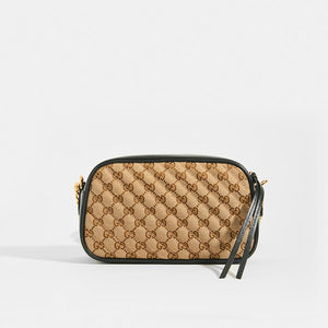Back view of Gucci GG Marmont Logo Small Shoulder Bag in Canvas and Black leather
