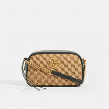 Load image into Gallery viewer, Front view of Gucci GG Marmont Logo Small Shoulder Bag in Canvas and Black leather