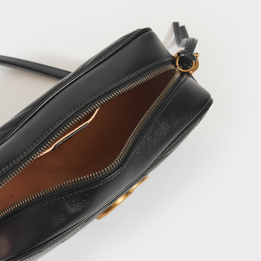GG Marmont Small Camera Bag in Black Leather