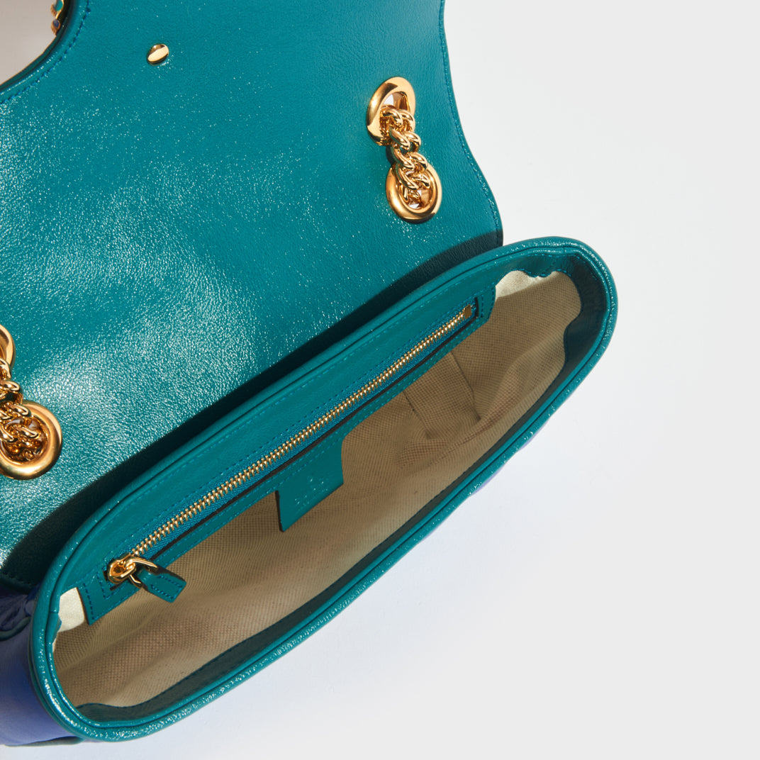 Marmont Velvet Clutch Bag Gucci Turquoise In Velvet