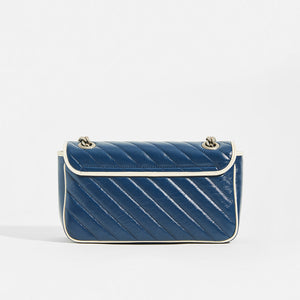GUCCI GG Marmont Small Shoulder Bag in Blue Matelassé Leather [ReSale]