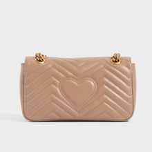 Load image into Gallery viewer, Rear view of the GUCCI GG Marmont Small Shoulder Bag in Dusty Pink Leather