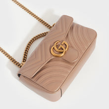 Load image into Gallery viewer, Top view of the GUCCI GG Marmont Small Shoulder Bag in Dusty Pink Leather