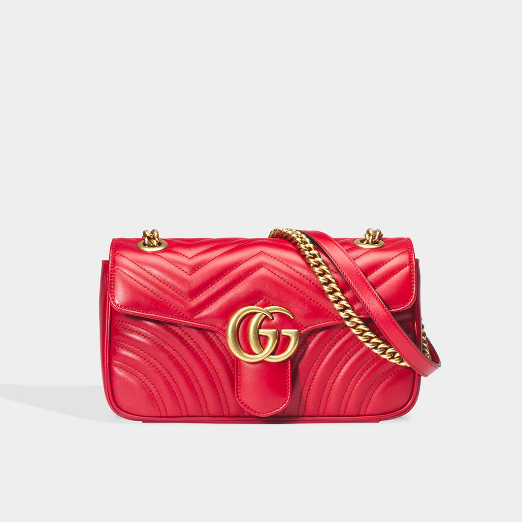Red gucci bag gold chain Clearance