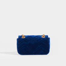 Load image into Gallery viewer, GUCCI GG Marmont Mini Velvet Shoulder Bag in Blue