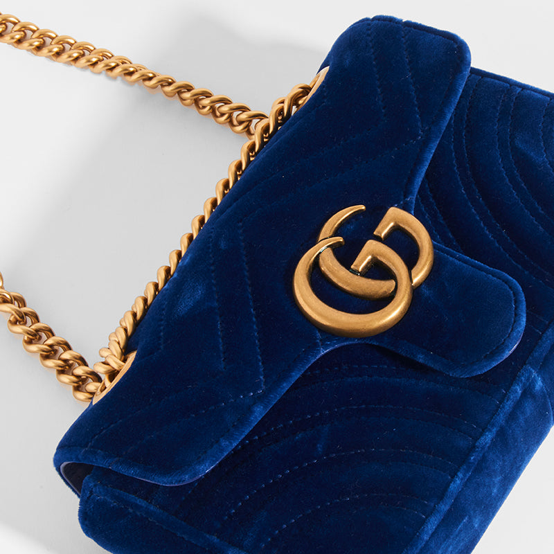 Sac GG Marmont En Shearling en Bleu – Gucci