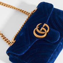 Load image into Gallery viewer, GUCCI GG Marmont Mini Velvet Shoulder Bag in Blue