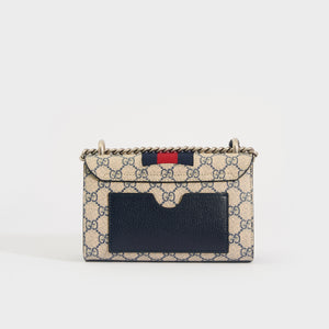 GUCCI GG Padlock Small Shoulder Bag in Beige and Blue GG Supreme Canvas